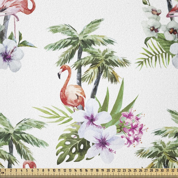 Ambesonne Palm Tree Table Runner 16 X 72 Multicolor Dining Room Kitchen Rectangular Runner Tropical Island Inspired Pattern with Flamingo Birds Hibiscus Flowers Watercolors