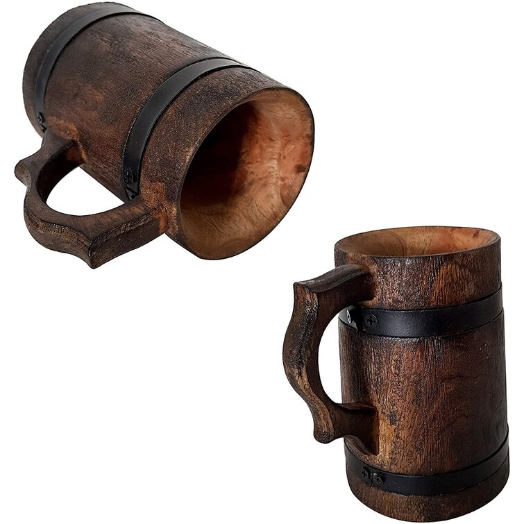 Handmade Beer Mug Made of Wood Tankard Wooden Stein Beer Tankard Stein Crafted Beer Mug Cup Capacity 20.28oz 600ml