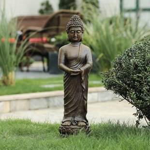 Statue Decorative Durable Resin Grey Little Jizo Buddha Sculpture 