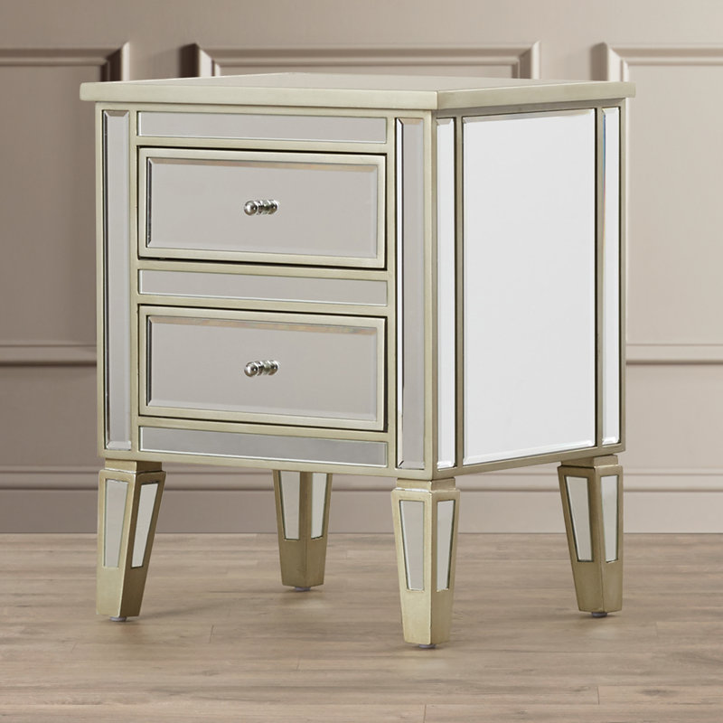 Willa Arlo Interiors Borkholder Mirrored 2 Drawer End Table Reviews Wayfair