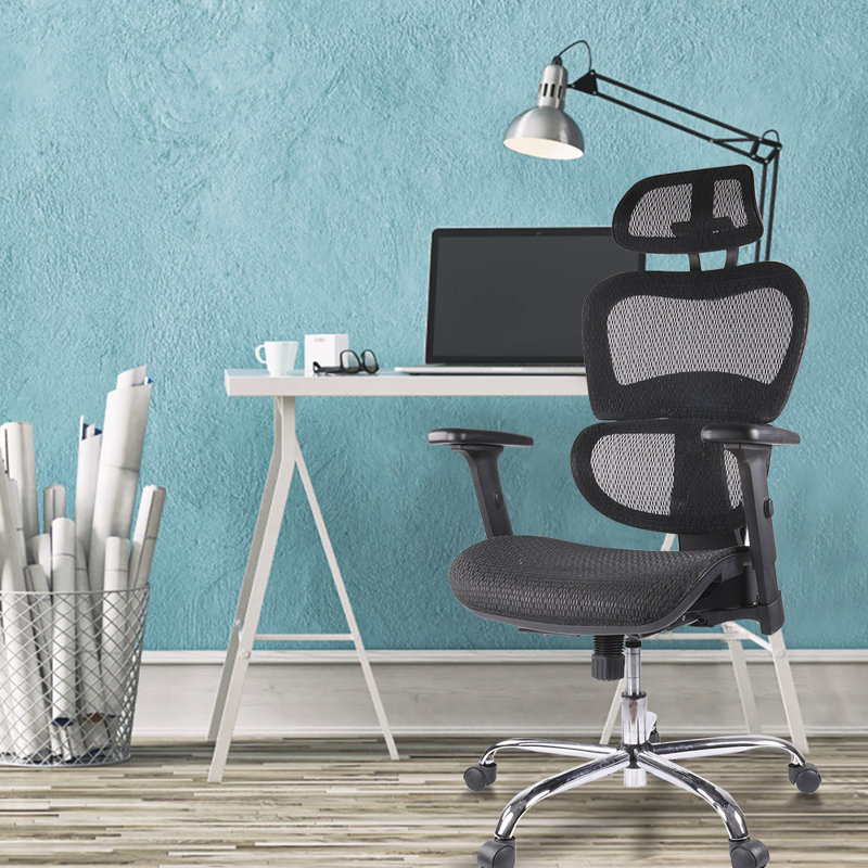 Black Chair and White Desk in Office