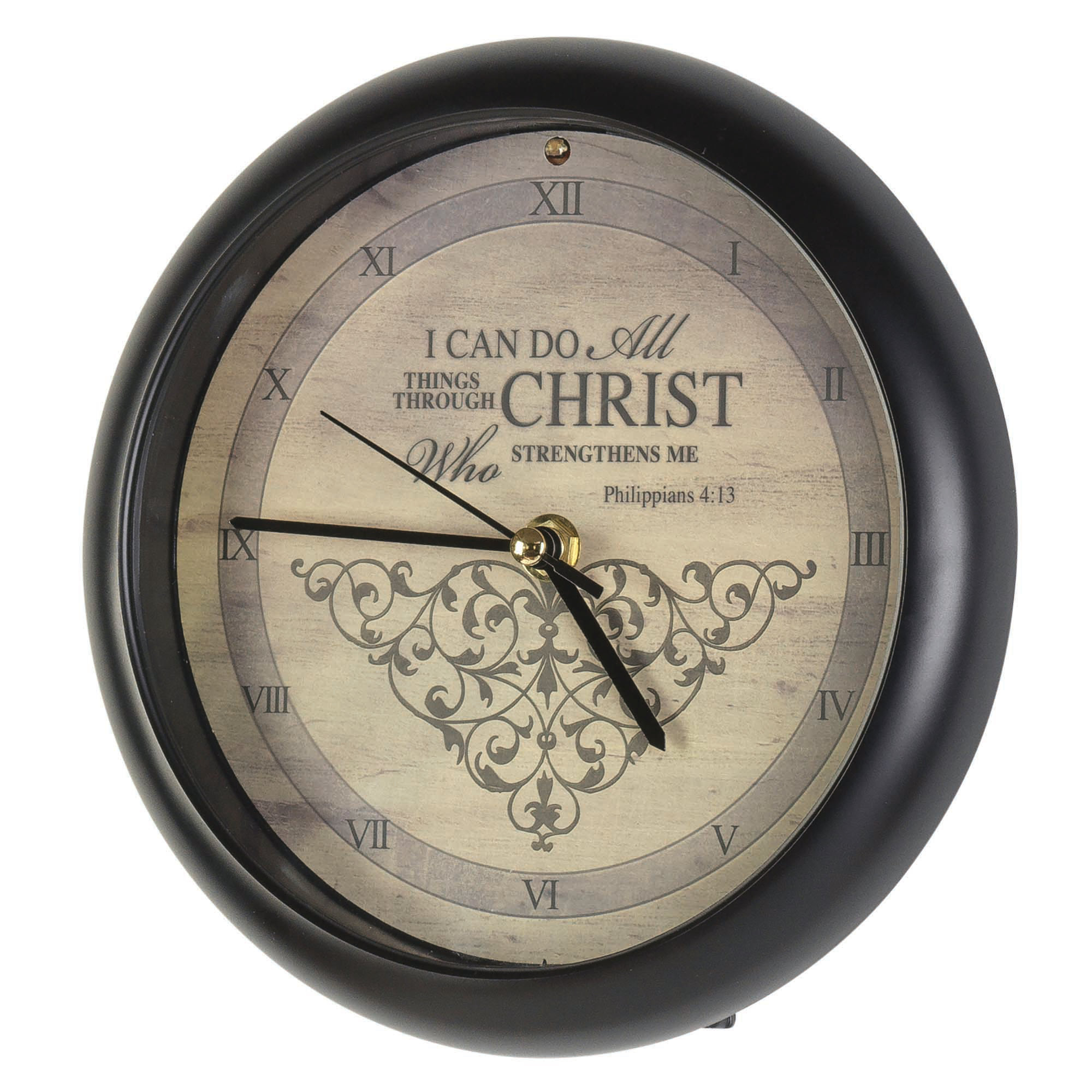 DicksonsInc Analog Acrylic Electric Tabletop Clock in Black/Light Brown