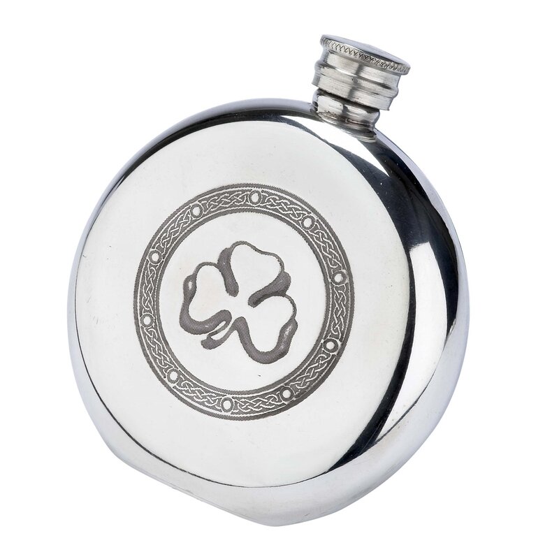 Pinnaclepeak Irish Shamrock Clover Round English Hip Flask Wayfair