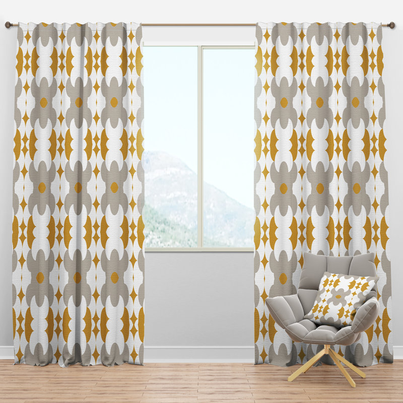 Designart Mid Century Retro Design Xviii Semi Sheer Thermal Rod Pocket Single Curtain Panel Wayfair