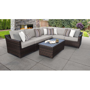 6 Piece Outdoor Furniture Set Wayfair Kathy Ireland Homes Gardens River Brook 7 Piece Outdoor Wicker Patio Furniture Set With Cushions
