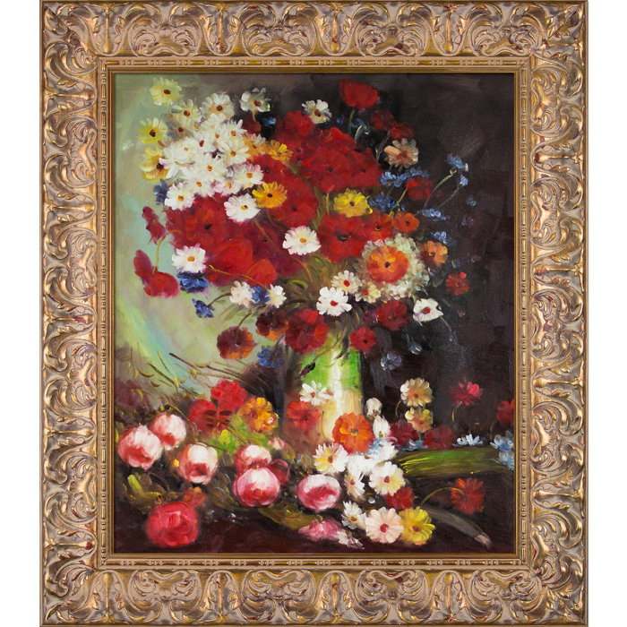 Tori Home Vase With Poppies Cornflowers Peonies And