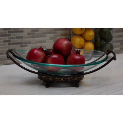 Fleur De Lis Living Glass Metal Decorative Bowl Reviews Wayfair