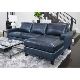 Navy Blue Leather Sectional Wayfair Samatha Leather Sectional