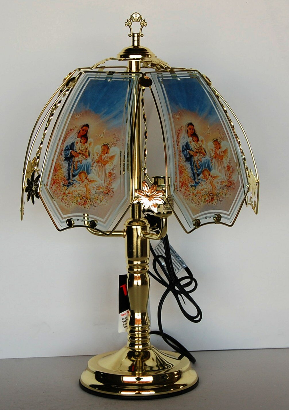 2 Black Chrome Set of Two OK Lighting OK-603C-MA1 14.25-Inch Touch Lamp with Maria & Angel Theme