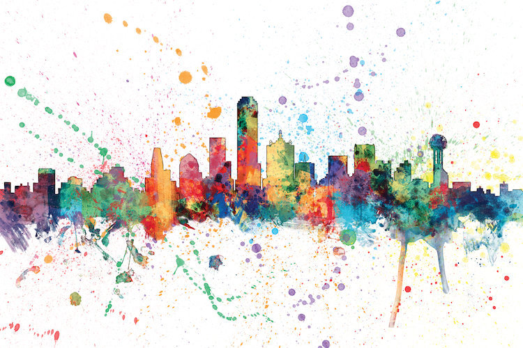 East Urban Home Rainbow Splash Skyline Series Dallas Texas Usa