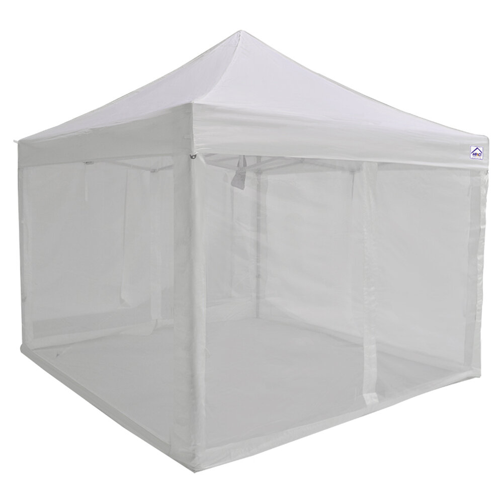 White Zippered Mesh Sidewalls for 10' x 10' Pop-Up Tent Canopy 