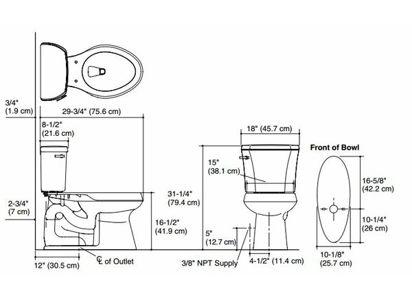 K-3979-0,7,47 Kohler Highline 1.6 GPF Elongated Two-Piece Toilet (Seat ...