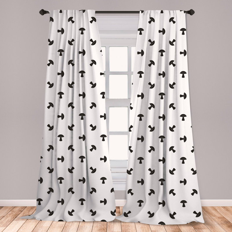 East Urban Home Ambesonne Mushroom Curtains Modern Birch Mushrooms In Black Color Porcini Fungus Simplistic Design Window Treatments 2 Panel Set For Living Room Bedroom Decor 56 X 63 Black White