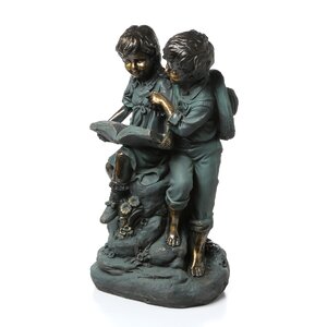 Girl and Boy Reading Together Statue