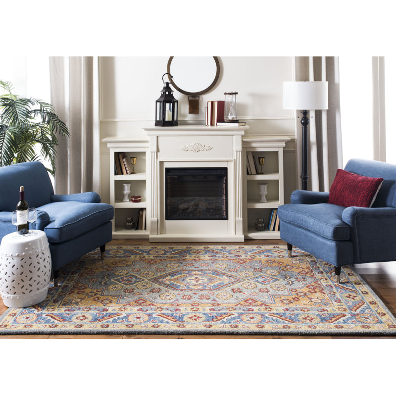 Charlton Home Clymer Antiquity Hand Tufted Wool Cotton Blue Gold
