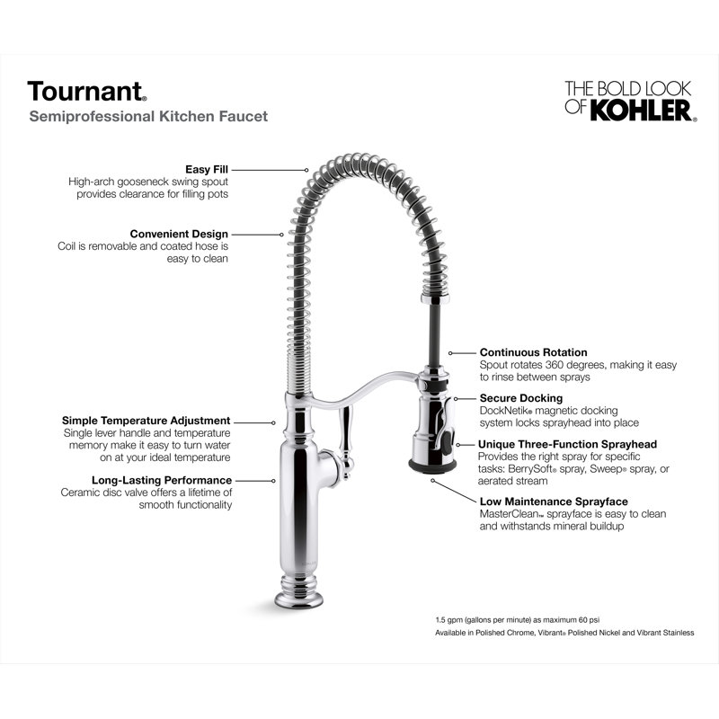 Tournant Semi Professional Kitchen Sink Faucet With Berrysoft And