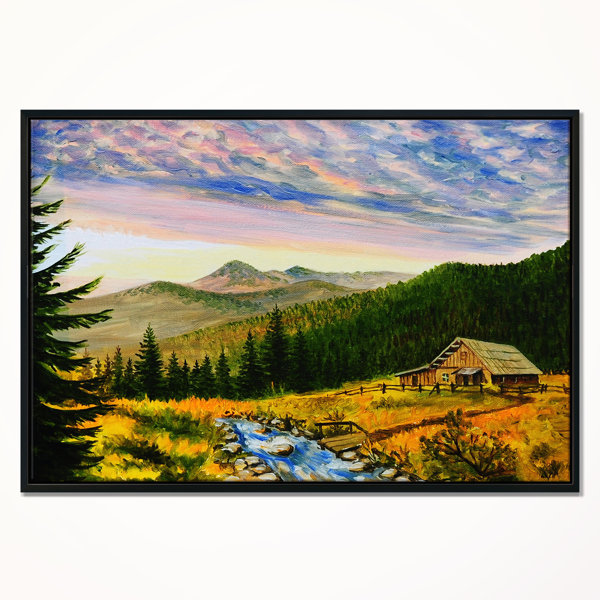 East Urban Home Sunset In Mountains Framed Oil Painting Print On