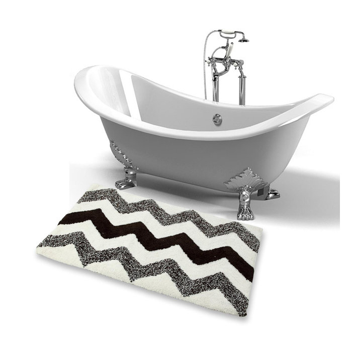 Ivy Bronx Erickson Tonal Designer Rectangle Non-Slip Chevron Bath Rug ...