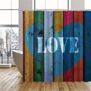 Rustic Teal/Brown Wood Boards Planks Fabric Shower Curtain 70x70 Primitive Barn 