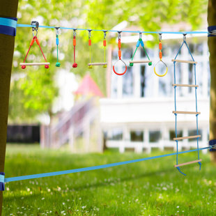 Gentle Booms Sports Slackline kit Accessories for Active Outdoor Play Equipment，Backyard Outdoor Slackline kit Ninja Warrior Slackline 