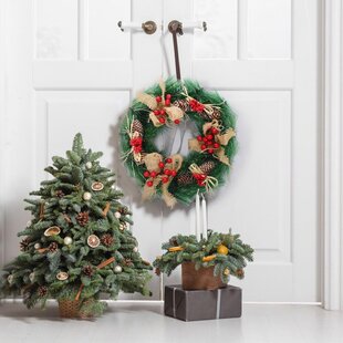MayLove-US Christmas Wreath,12 Inch Canadian Artificial Pine Christmas Wreath Gifts for Christmas Party Decor Front Door Wreath,Unlit,3 PCS