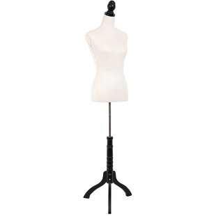 Female Mannequin Torso Dress Form Display w/ MDF Tripod Stand Black Foam 
