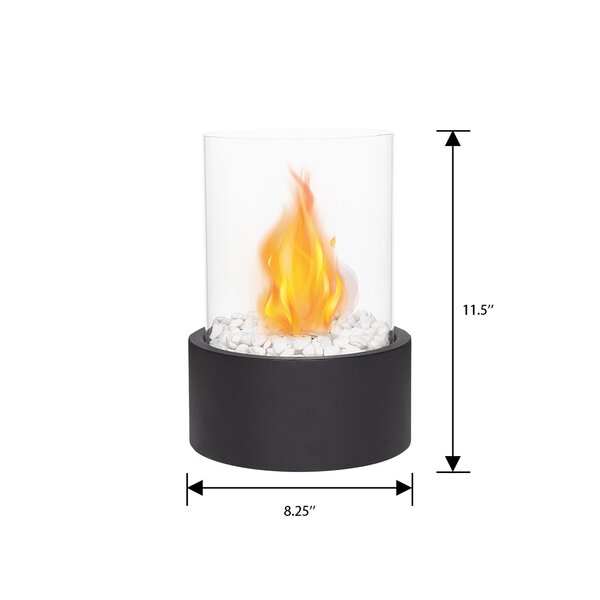 JSMY Black Table Fireplace with Glass Tube Bioethanol Fireplace Portable Outdoor Fire Bowl for Home Kitchen Living Room Garden Balcony