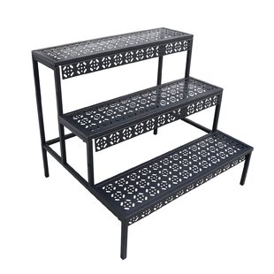 3 Tier Iron and Timber Plant Rack Stand Shelf Staircase Pot Holder