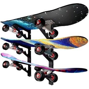 Skateboard Rack Storage Snowboard Razor Scooters 3 Levels Organizer Wall Mount 