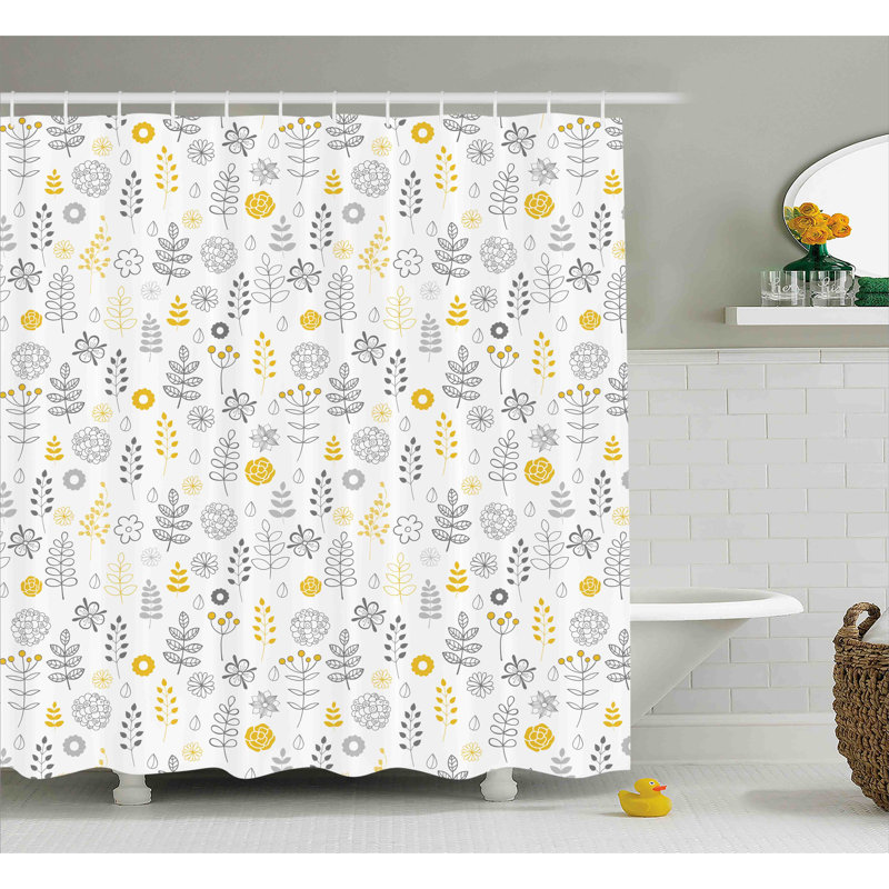 Harriet Bee Dylon Wild Forest Leaf Flowers Single Shower Curtain Reviews Wayfair