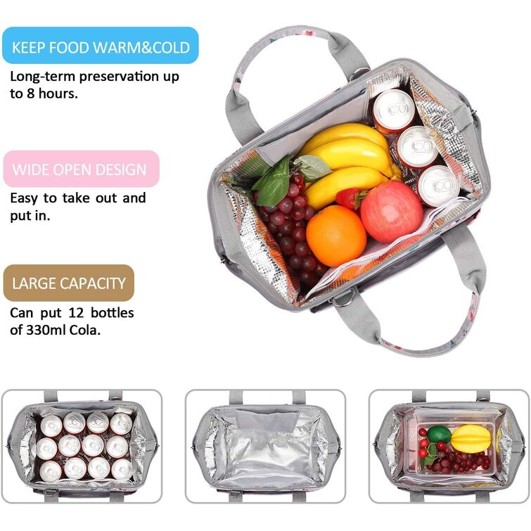 Lunch Bag Warmer Cooler Travel Food Box Tote Carry Insulated Bags Green+White
