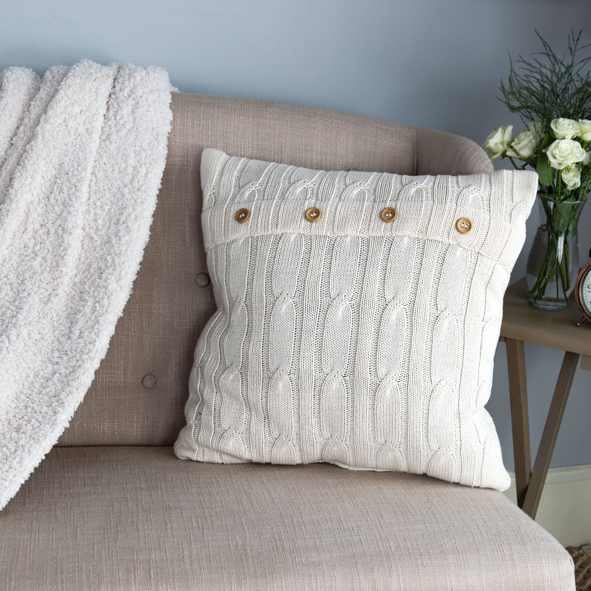 cable knit throw pillow