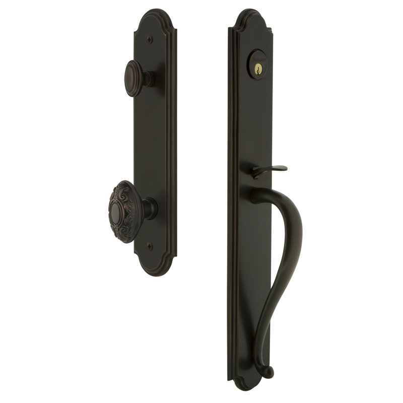 Grandeur Arc Handleset With Single Cylinder Deadbolt And Grande Victorian Door Knob And Arc Rosette Wayfair
