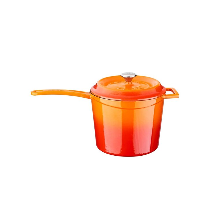 Orange Enameled Stockpot with Glass Lid Durable Enamelware Cooking Pots 