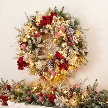 pre lighted christmas wreaths garland