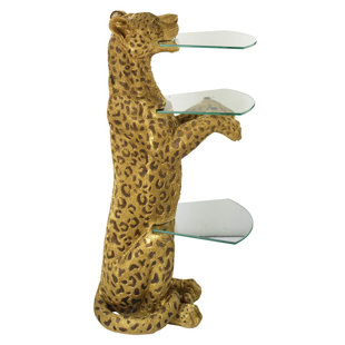 Royal Egyptian Cheetah Glass-Shelved End Table by Design Toscano New Design