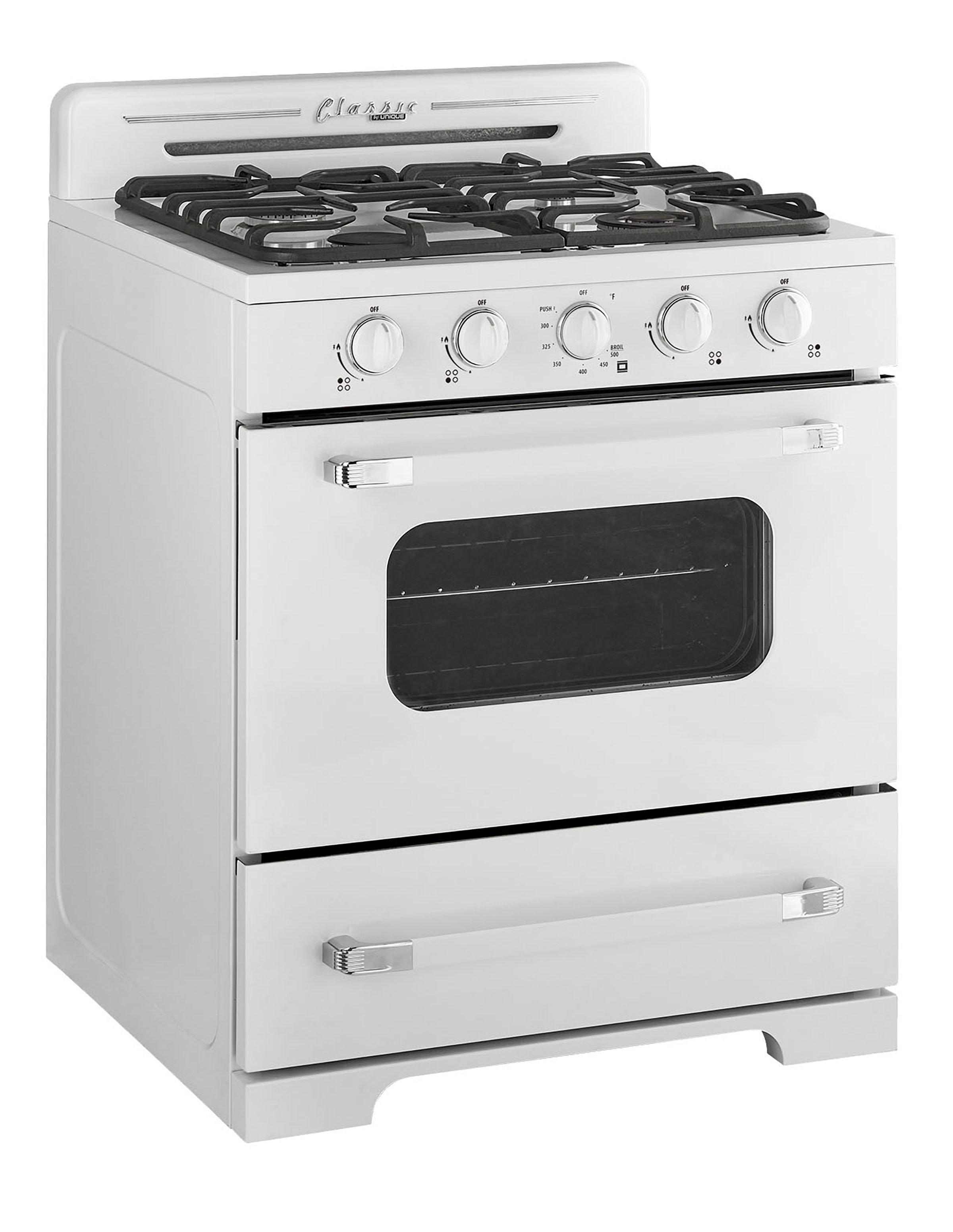 Unique OffGrid Classic Retro 30" 4 burner 3.9 cu. ft. Propane Gas