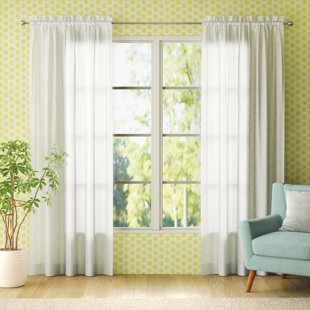Wayfair Basics Solid Sheer Rod Pocket Curtain Panels (Set of 2)