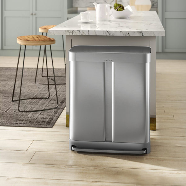 Simplehuman Dual Compartment Pedal 58l Step On Steel Bin With Liner Pocket Reviews Wayfair Co Uk