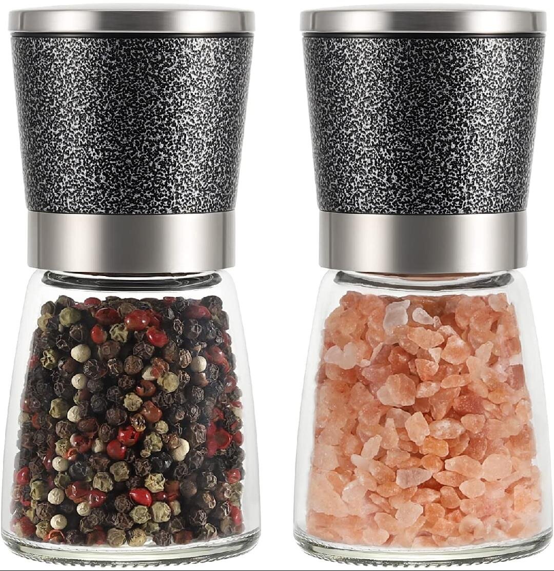 2Pc Ceramic Salt Pepper Shakers Ceramic Spice Grinders Suitable Coarseness 