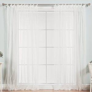 Jeanlouis Solid Sheer Tab top Curtain Panels (Set of 2)