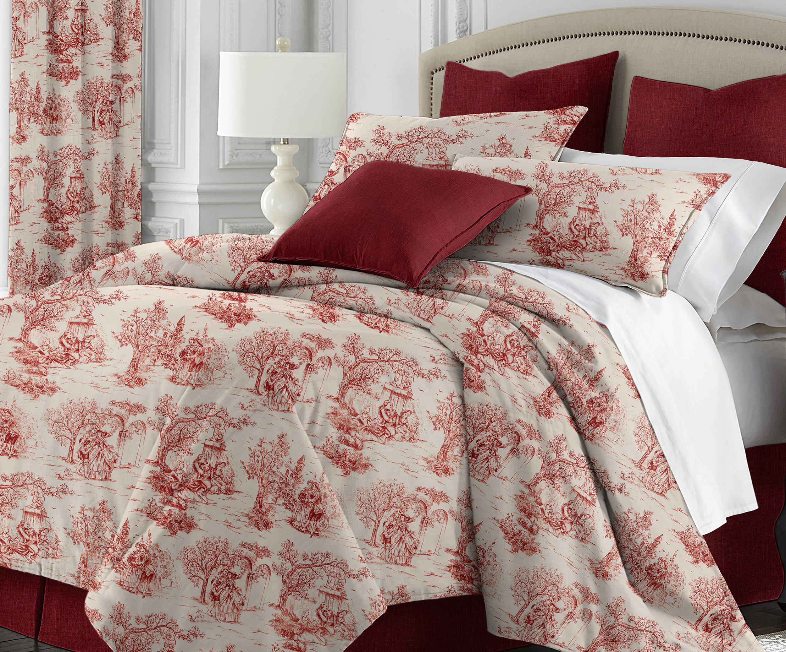 red toile bedspread