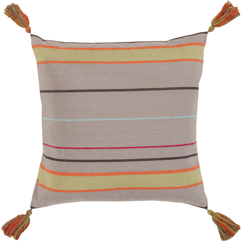 World Menagerie Lynbrook And Tassel Gray Cotton Throw Pillow