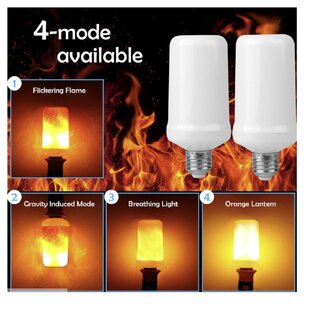 2019 Upgraded 4 Modes with Upside Down Effect 2 Pack Simulate Flickering Candle Fire Bulbs Artistic Home E12 LED Flame Effect Candelabra Light Bulbs 