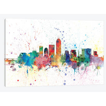 East Urban Home Rainbow Splash Skyline Series Indianapolis