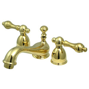 Restoration Double Handle Mini Widespread Bathroom Sink Faucet with Brass Pop-up