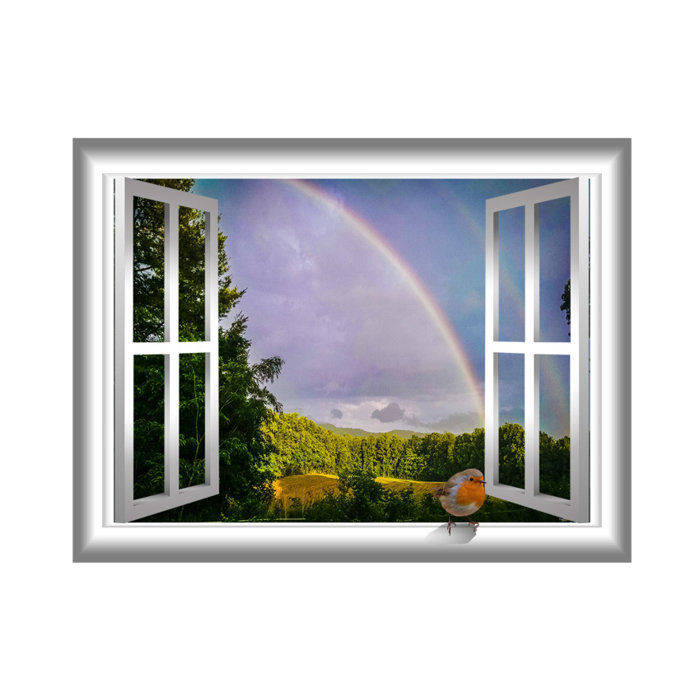 east urban home bird window decal robin decor rainbow wall sticker