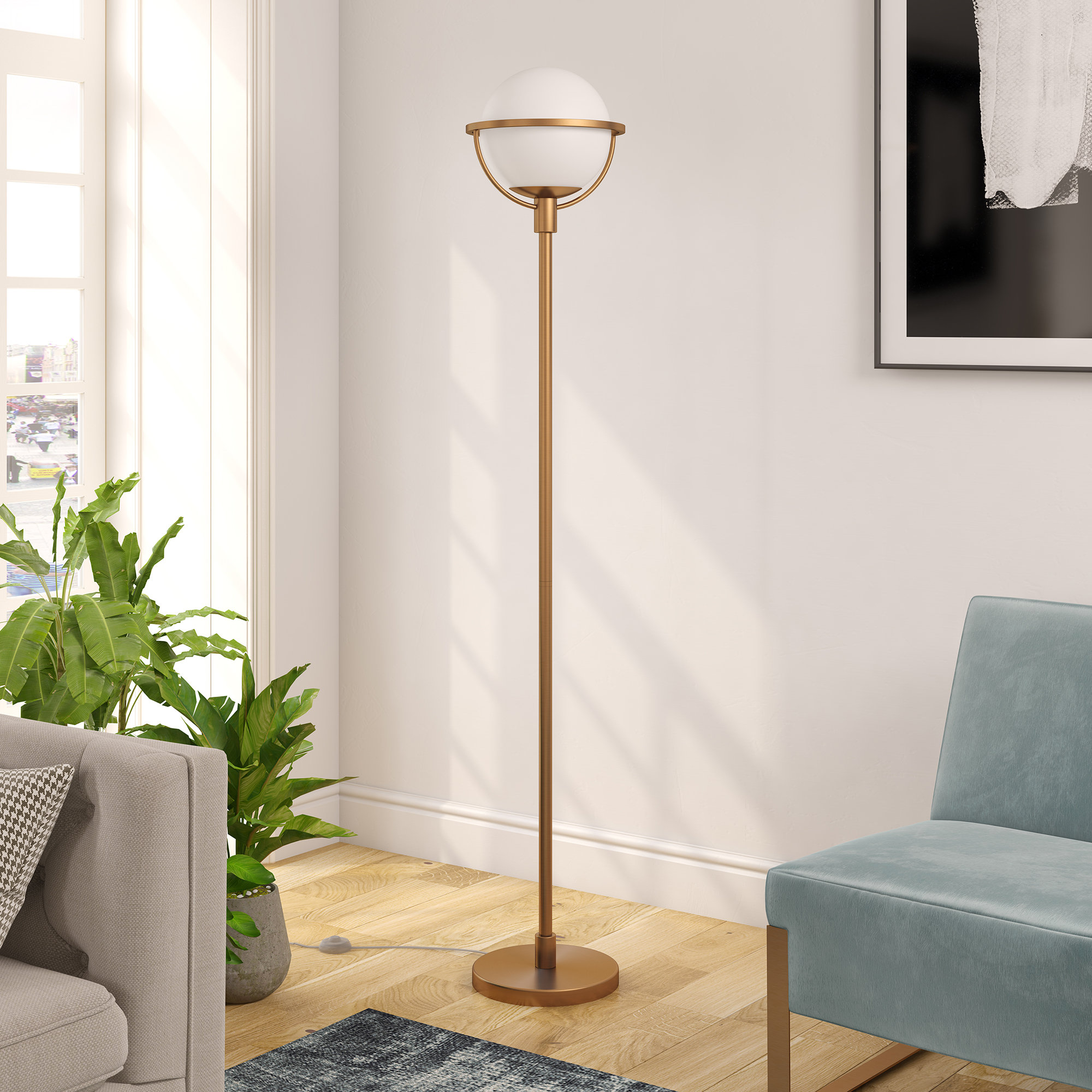 gold torchiere floor lamp