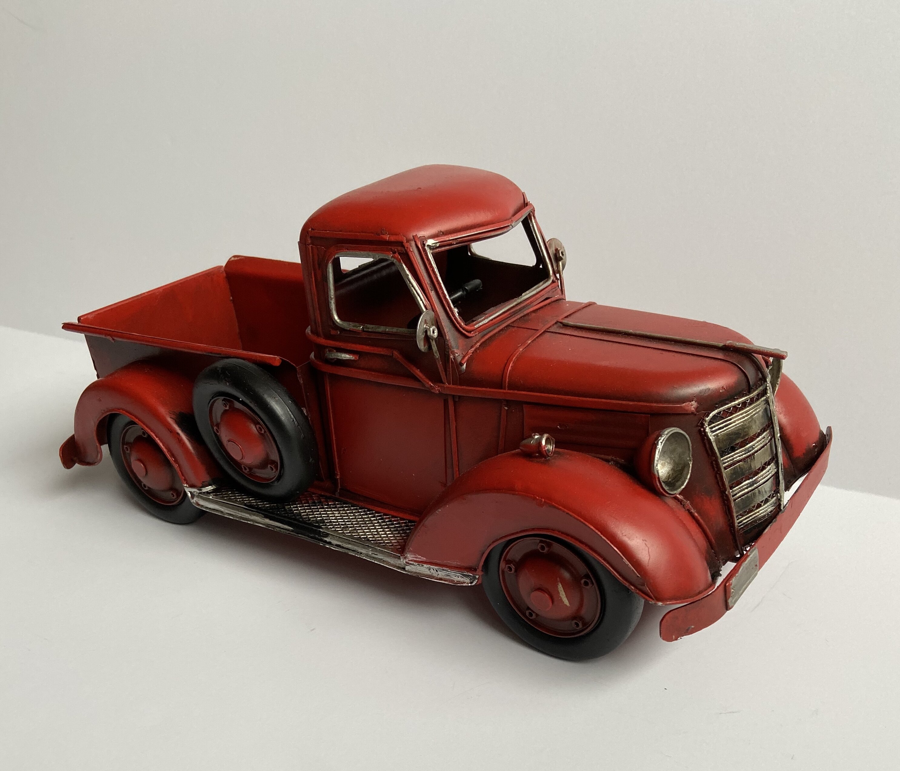 vintage metal truck with lighted accents red