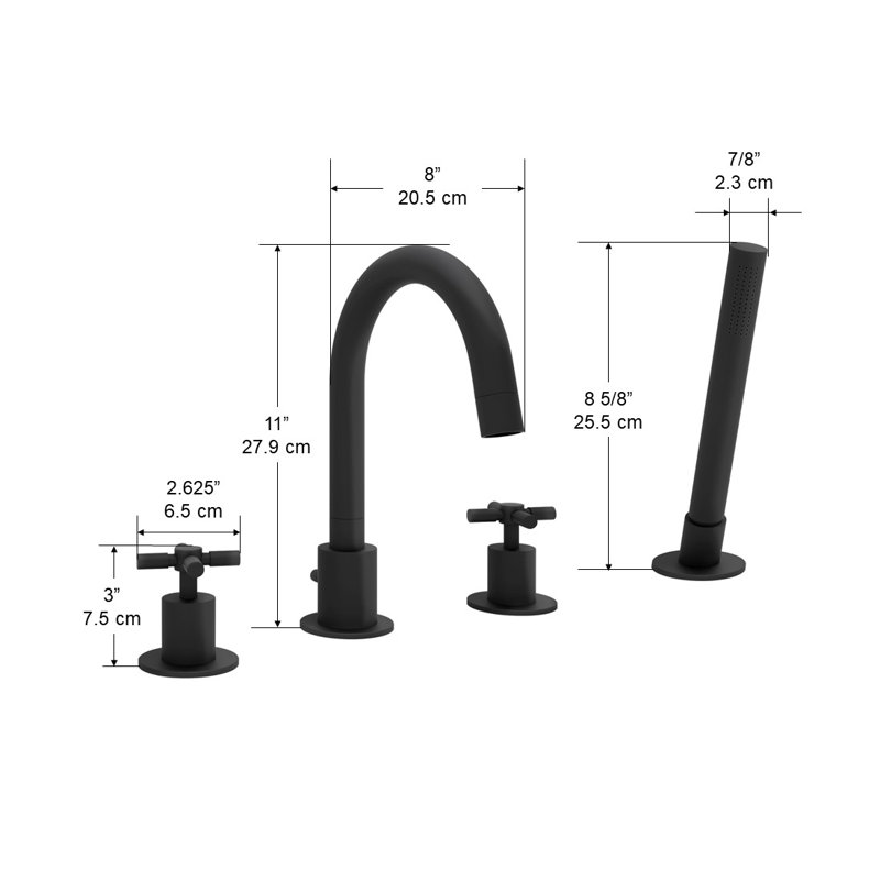 Wildon Home Eliana Double Handle Deck Mounted Roman Tub Faucet